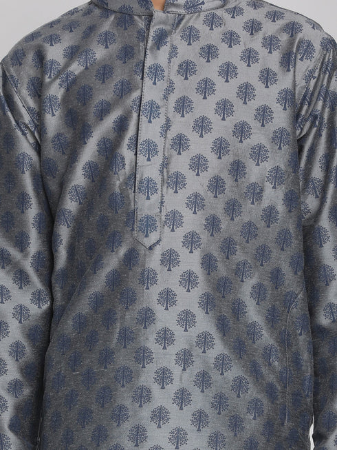Vastramay Boy's Grey Printed Kurta With Pyjama Set
