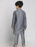 Vastramay Boy's Grey Printed Kurta With Pyjama Set