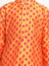 Vastramay Orange Silk Blend Ethnic Print Kurta Pyjama Sibling Set