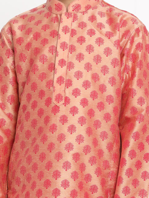 Vastramay Boy's Pink Woven Design Kurta with Salwar