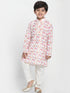 VASTRAMAY Multicolor-Base-White Floral Printed Cotton Linen Siblings Set