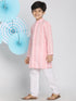 Vastramay Boys Pink And White Kurta Pyjama Set