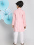 Vastramay Boys Pink And White Kurta Pyjama Set
