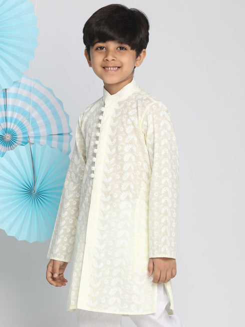 Vastramay Boy's Yellow Pure Cotton Kurta
