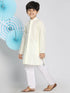 Vastramay Boys Yellow And White Kurta Pyjama Set