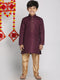Vastramay Boy's' Purple Jacket Style Kurta And Purple Pyjama Set