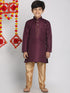 Vastramay Boy's' Purple Jacket Style Kurta And Purple Pyjama Set