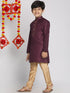 Vastramay Boy's' Purple Jacket Style Kurta And Purple Pyjama Set