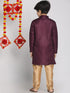 Vastramay Boy's' Purple Jacket Style Kurta And Purple Pyjama Set