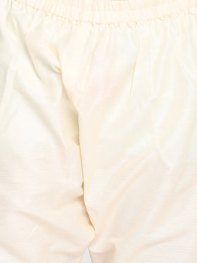 VASTRAMAY Green Silk Blend Kurta Pyjama Baap Beta Set