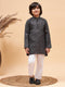 Vastramay Boy's Black And White Cotton Blend Kurta Pyjama Set