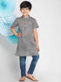 Vastramay Boys' Grey Melange Half Sleeve Kurta
