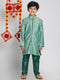 Vastramay Boys' Green Jacquard Kurta Pyjama Set