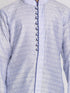 Vastramay Boys' Lavender And Navy Blue Jacquard Kurta Pyjama Set