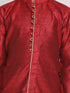 Vastramay Boys' Maroon And Rose Gold Jacquard Kurta Pyjama Set