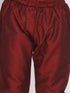 Vastramay Boys' Yellow And Maroon Jacquard Kurta Pyjama Set