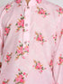 Vastramay Rose Pink Cotton Linen Floral Printed Siblings Set