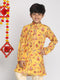 Vastramay Boys' Multicolor-Base-Mustard Kurta
