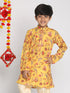 Vastramay Boys' Multicolor-Base-Mustard Kurta