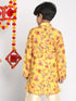 Vastramay Boys' Multicolor-Base-Mustard Kurta