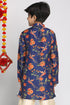 VASTRAMAY Multicolor-Base-Blue And Cream Baap Beta Kurta Set