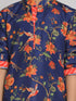 Vastramay Boys' Multicolor-Base-Navy Blue Kurta and Pyjama Set With Leheria Border