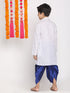 Vastramay Boys' White And Blue Kurta And Dhoti Set