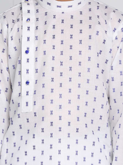 Vastramay Boys' White Woven Kurta and Pyjama Set