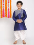 Vastramay Boys' Blue And White Kurta and Dhoti Set