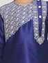 Vastramay Boys' Blue And White Kurta and Dhoti Set