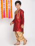 Vastramay Boys' Maroon And Rose Gold Kurta and Dhoti Set