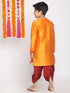 Vastramay Boys' Orange And Maroon Kurta and Dhoti Set