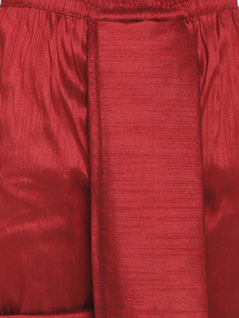 Vastramay Boys' Orange And Maroon Kurta and Dhoti Set