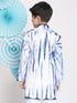 Vastramay Boys' Blue And White Tie- Dye Kurta