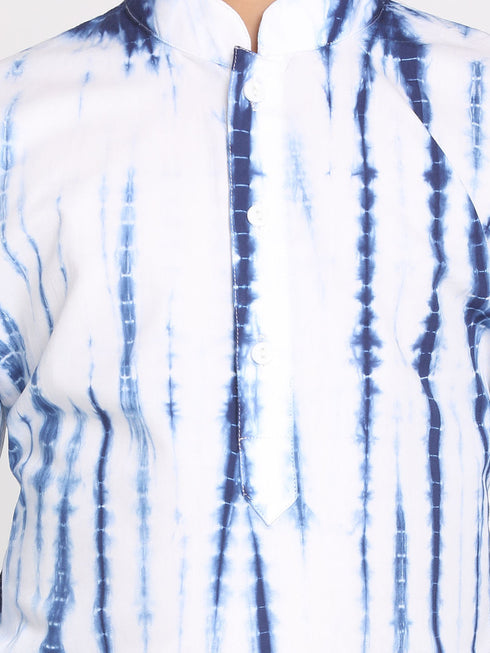 Vastramay Boys' Blue And White Tie- Dye Kurta