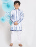 Vastramay Boys' Blue And White Kurta Pyjama Set