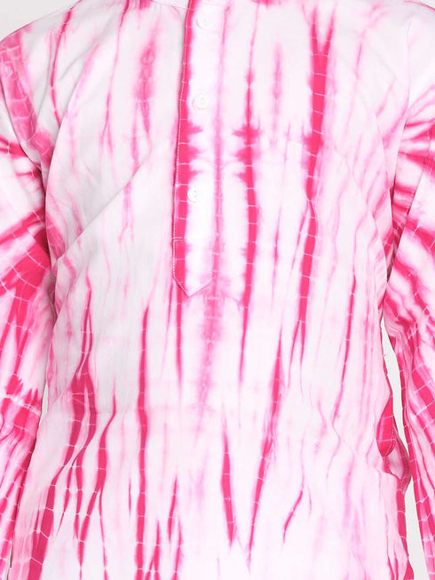 Vastramay Boys' Pink And White Kurta Pyjama Set