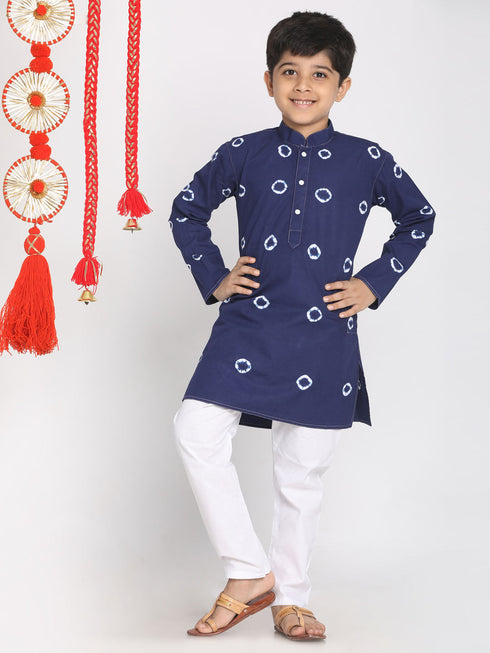 Vastramay Boys' Blue Bandhni Print Kurta
