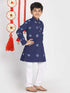 Vastramay Boys' Blue And White Kurta Pyjama Set