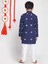 Vastramay Boys' Blue And White Kurta Pyjama Set