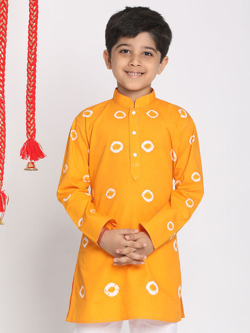 Vastramay Boys' Orange Bandhni Print Kurta