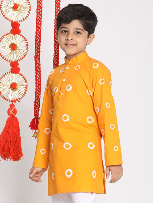 Vastramay Boys' Orange Bandhni Print Kurta