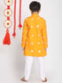 Vastramay Boys' Orange And White Kurta Pyjama Set