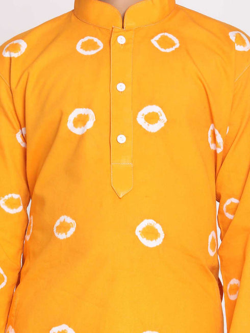 Vastramay Boys' Orange And White Kurta Pyjama Set