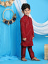 Vastramay Maroon Mirror Kurta Pyjama Siblings Set