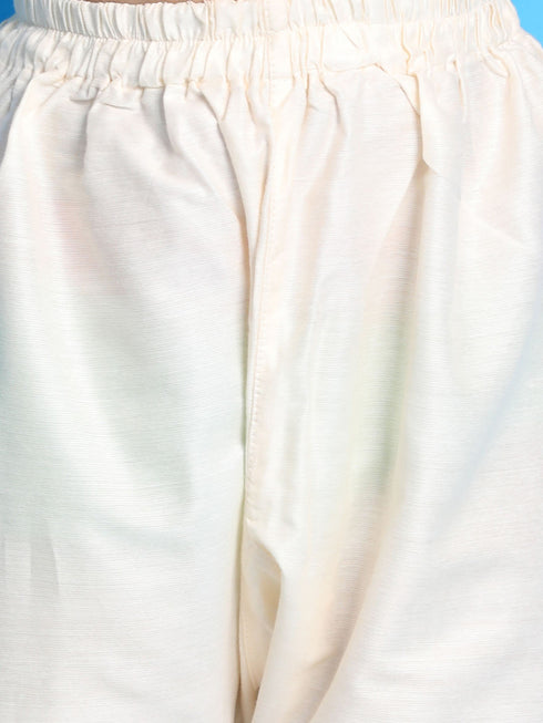 Vastramay Boys' White Mirror Kurta Pyjama Set