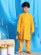 Vastramay Boys' Yellow Mirror Kurta Pyjama Set