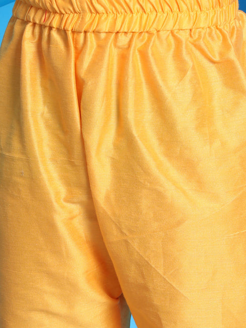 Vastramay Boys' Yellow Mirror Kurta Pyjama Set