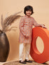 Vastramay Boy's Orange Printed Kurta And Cream Pyjama Set