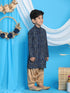 Vastramay Boys' Blue Bandhni Print Kurta And Rose Gold Patiyala Set